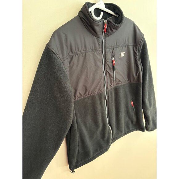 New Balance Men's Full Zip Fleece Jacket in Black/Red Size Medium - Picture 2 of 12